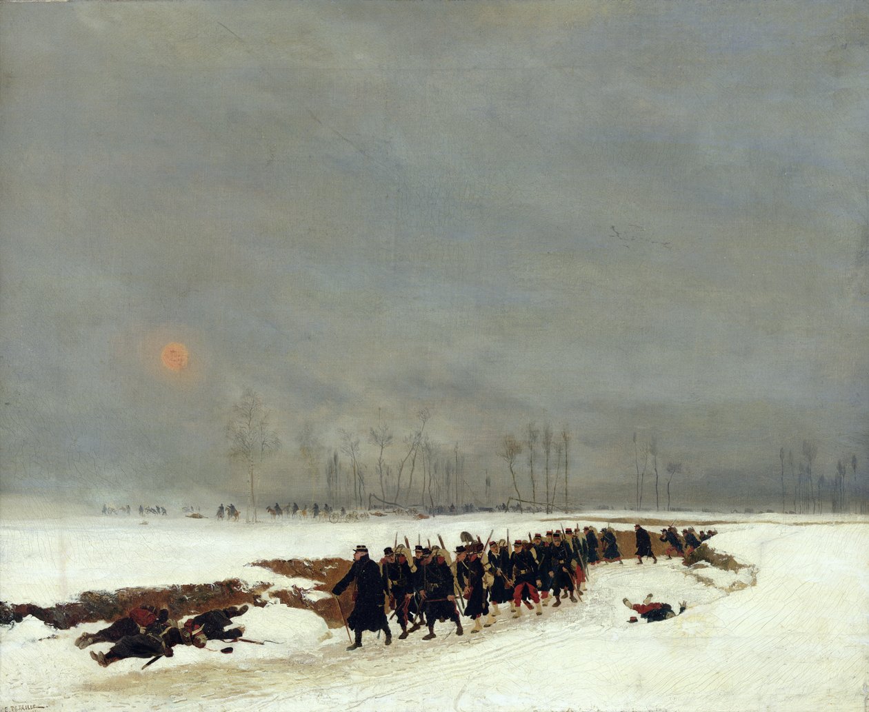 Krigen 1870-71: En infanterikolonne på vej til et raid, 1872 af Jean Baptiste Edouard Detaille