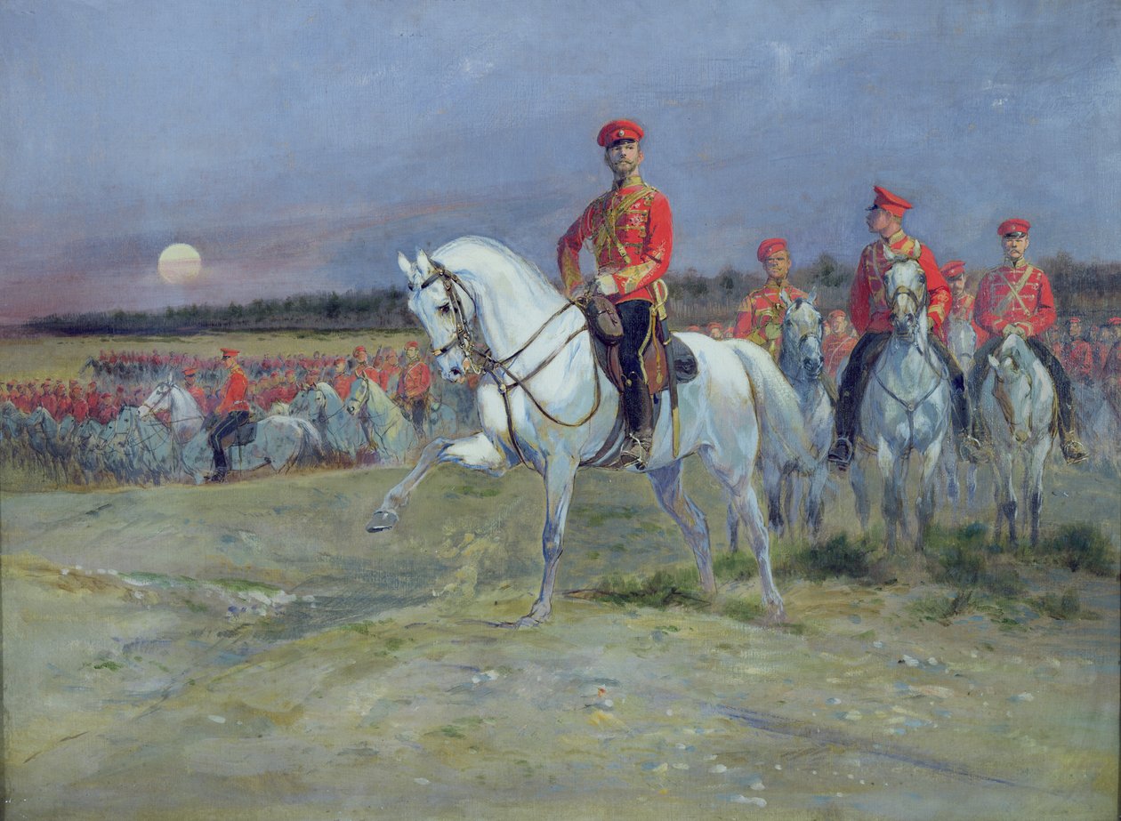 Tsarevich Nicolas (1894-1917) Gennemgang af tropperne, 1899 af Jean Baptiste Edouard Detaille