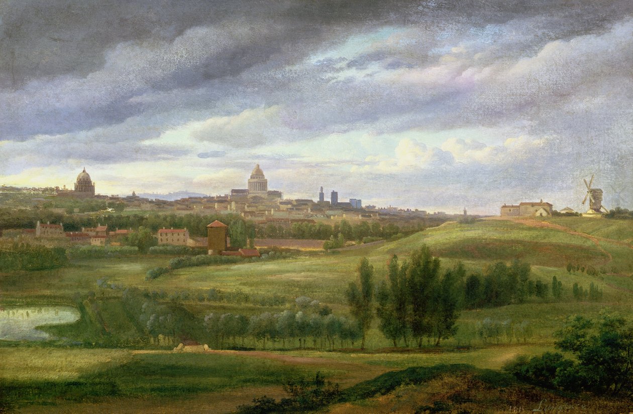 Udsigt over Paris fra Butte aux Cailles, Gentilly af Jean Baptiste Gabriel Langlace