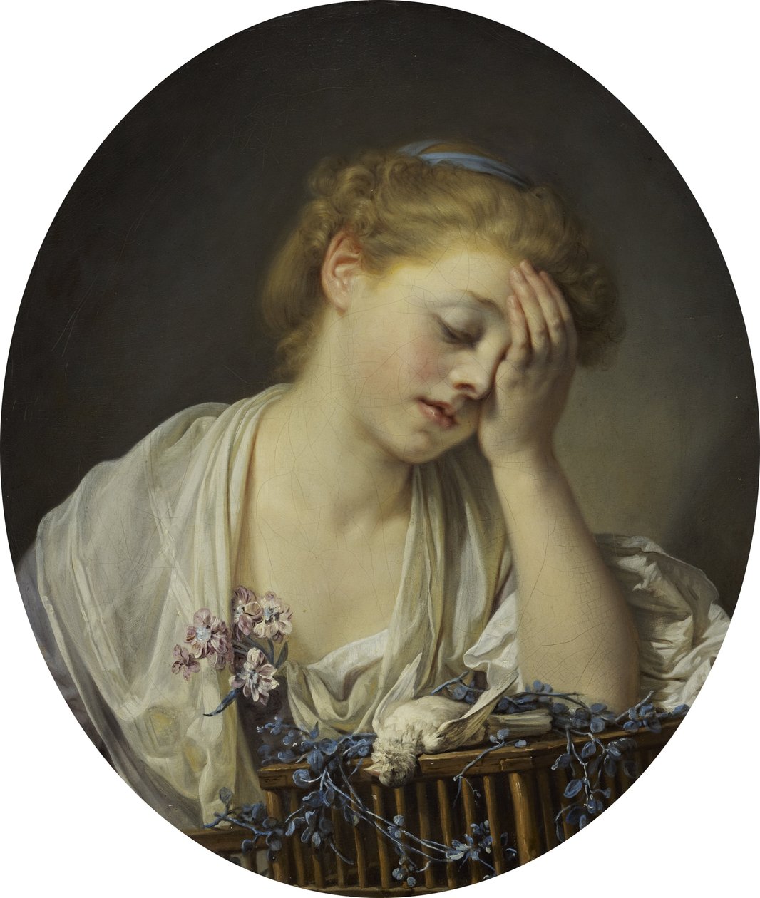 En pige med en død kanariefugl af Jean Baptiste Greuze