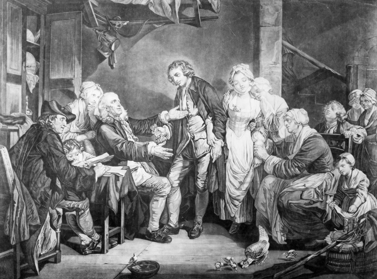 Bryllupsvelsignelse, indgraveret af Samuel De Wilde, 1777 af Jean Baptiste Greuze