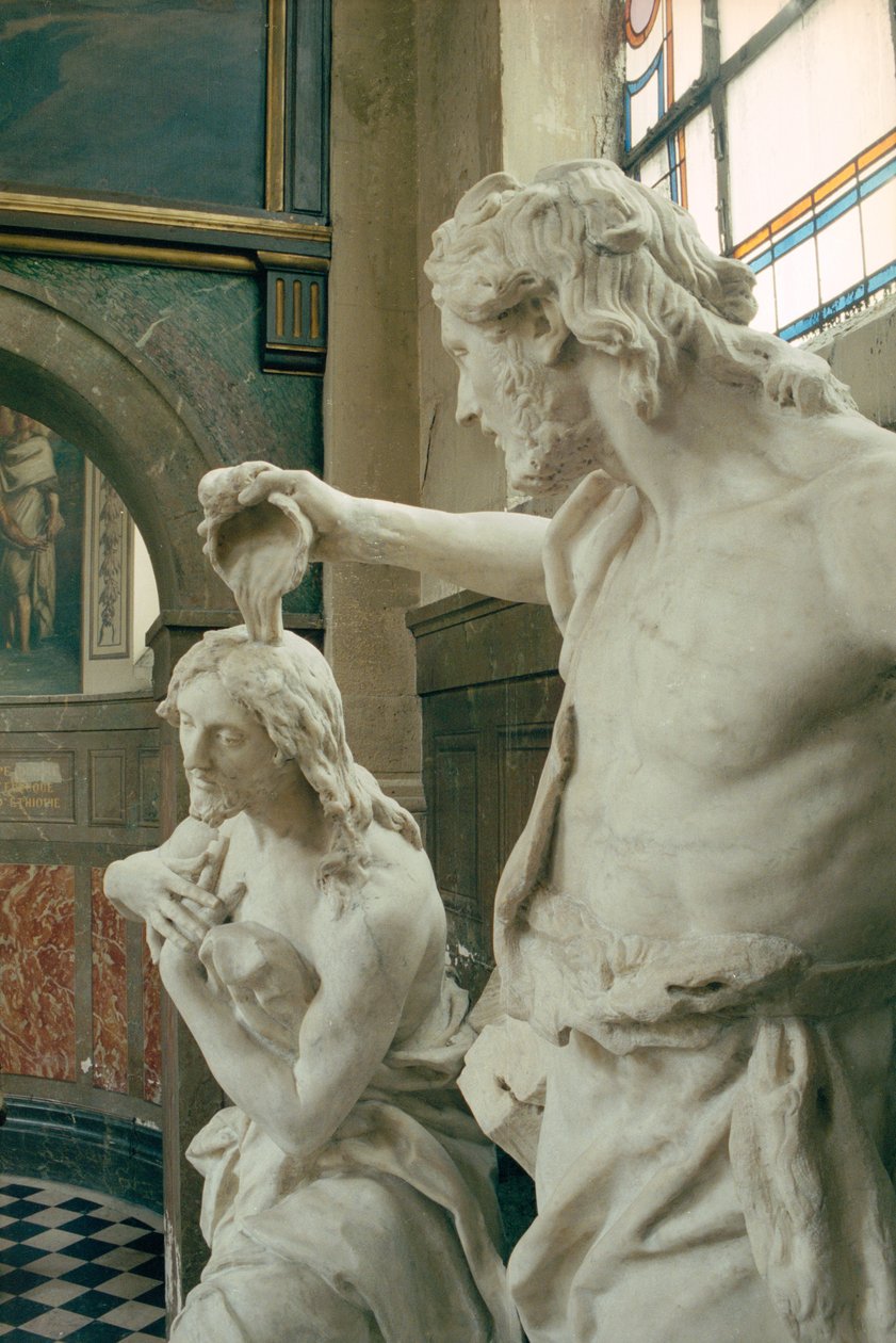 Kristi dåb, opnået af hans nevø Jean-Baptiste Lemoyne II (1704-78) (marmor) (se detaljer 252684) af Jean Baptiste I Lemoyne