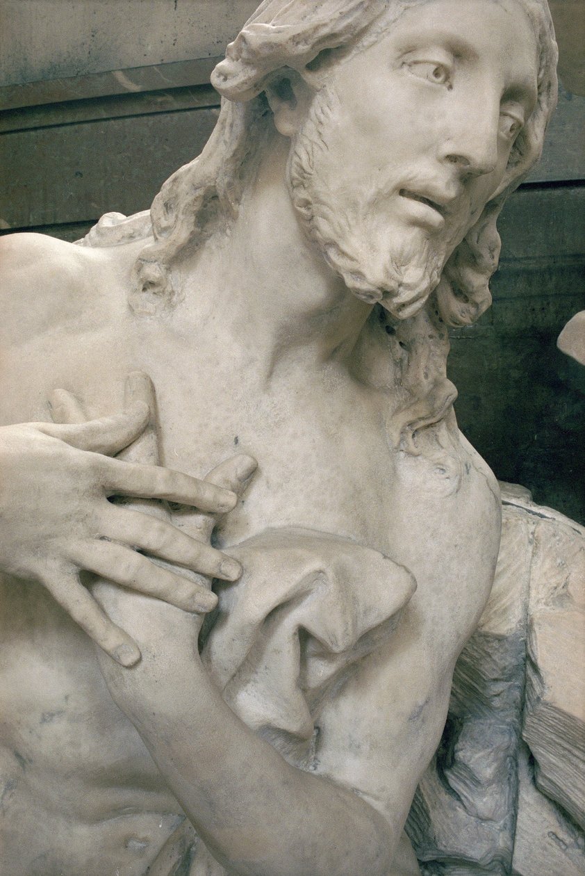 The Baptism of the Christ, detalje opnået af hans nevø Jean-Baptiste Lemoyne II (1704-78) (marmor) (se også 245286) af Jean Baptiste I Lemoyne