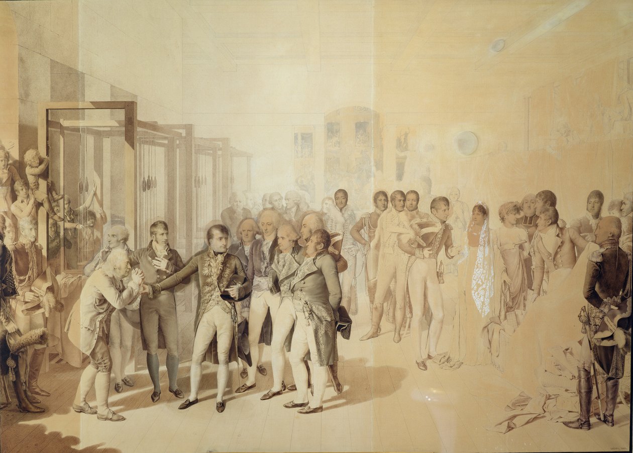 Napoleon I (1769-1821) Besøger de syv brødres fabrik i Rouen, november 1802, 1804 af Jean Baptiste Isabey