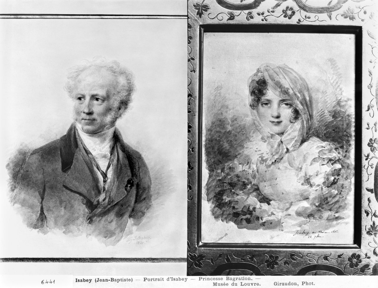 Selvportræt og portræt af prinsesse Bagration, 1841 og 1812 af Jean Baptiste Isabey
