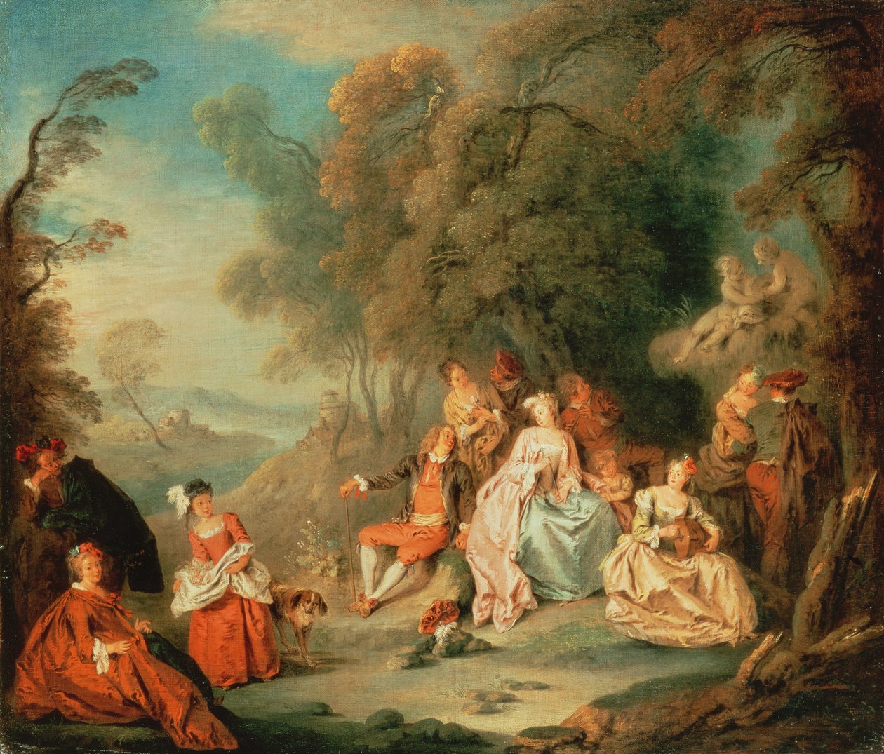 Elegant selskab i en park af Jean Baptiste Joseph Pater