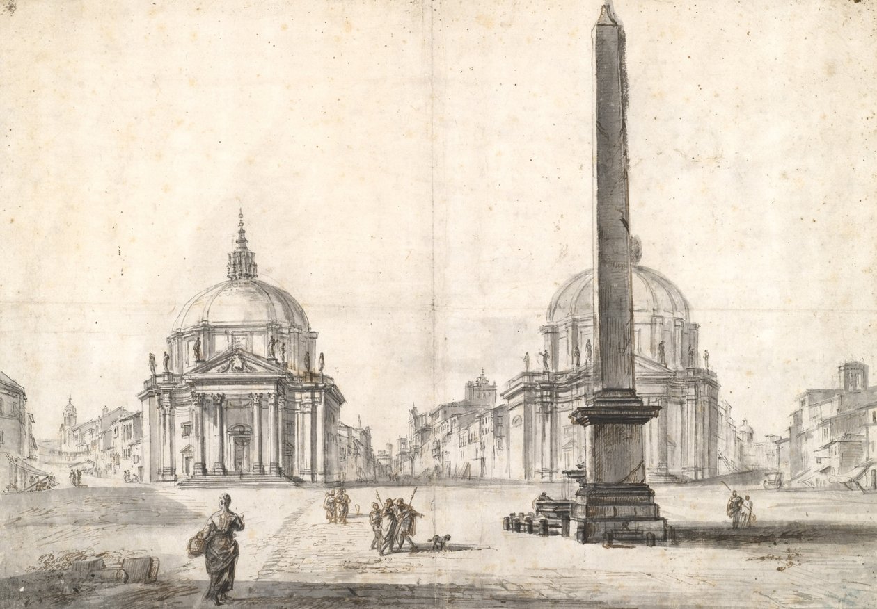 Piazza del Popolo, Rom af Jean Baptiste Lallemand