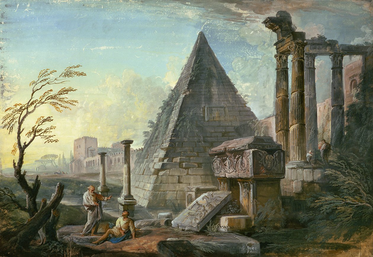 Caius Cestius pyramide i Rom af Jean Baptiste Lallemand