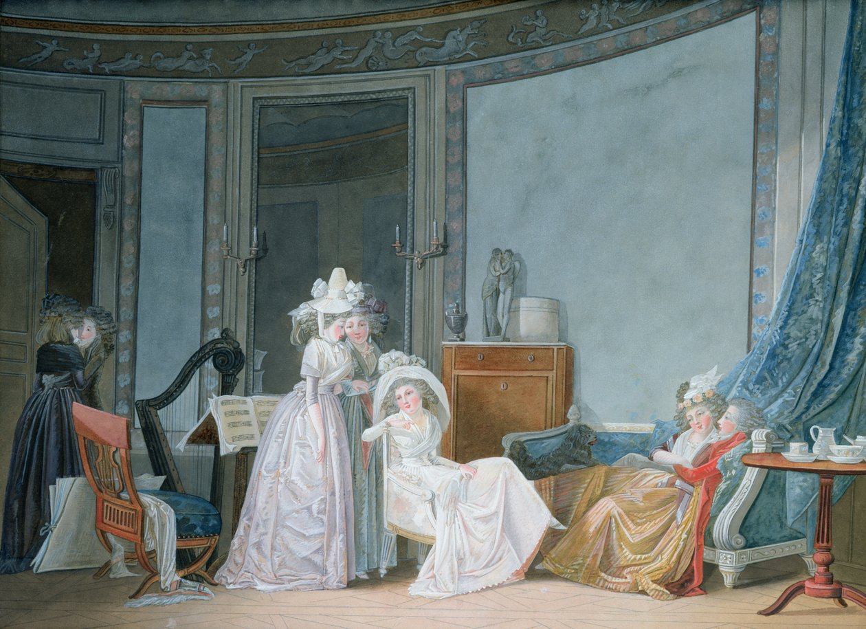 Møde i en salon, 1790 af Jean Baptiste Mallet