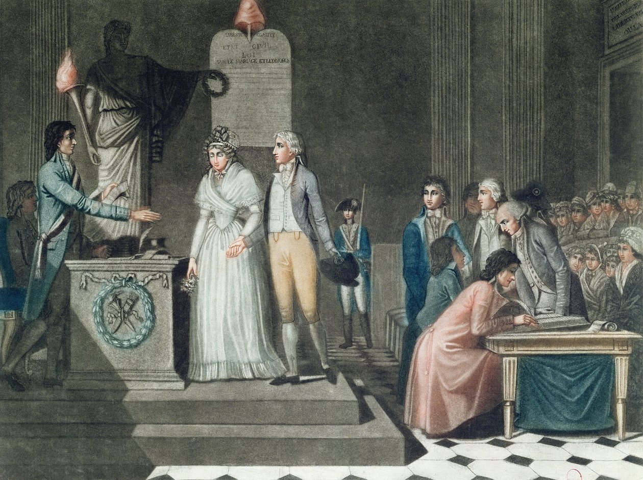 Det republikanske ægteskab, indgraveret af Le Grand af Jean Baptiste Mallet
