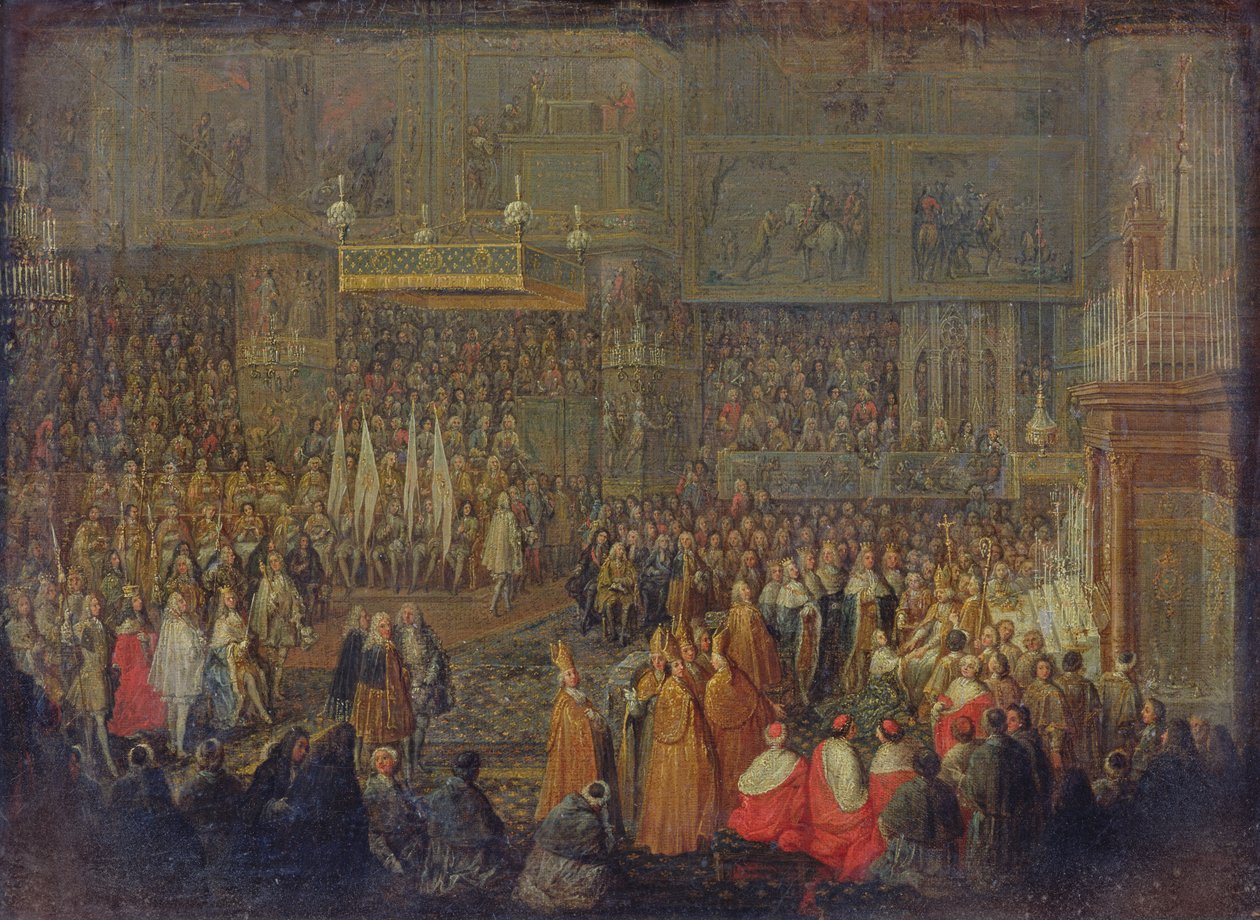 Kroningen af Ludvig XV (1710-74) 25. oktober 1722, 1735 af Jean Baptiste Martin