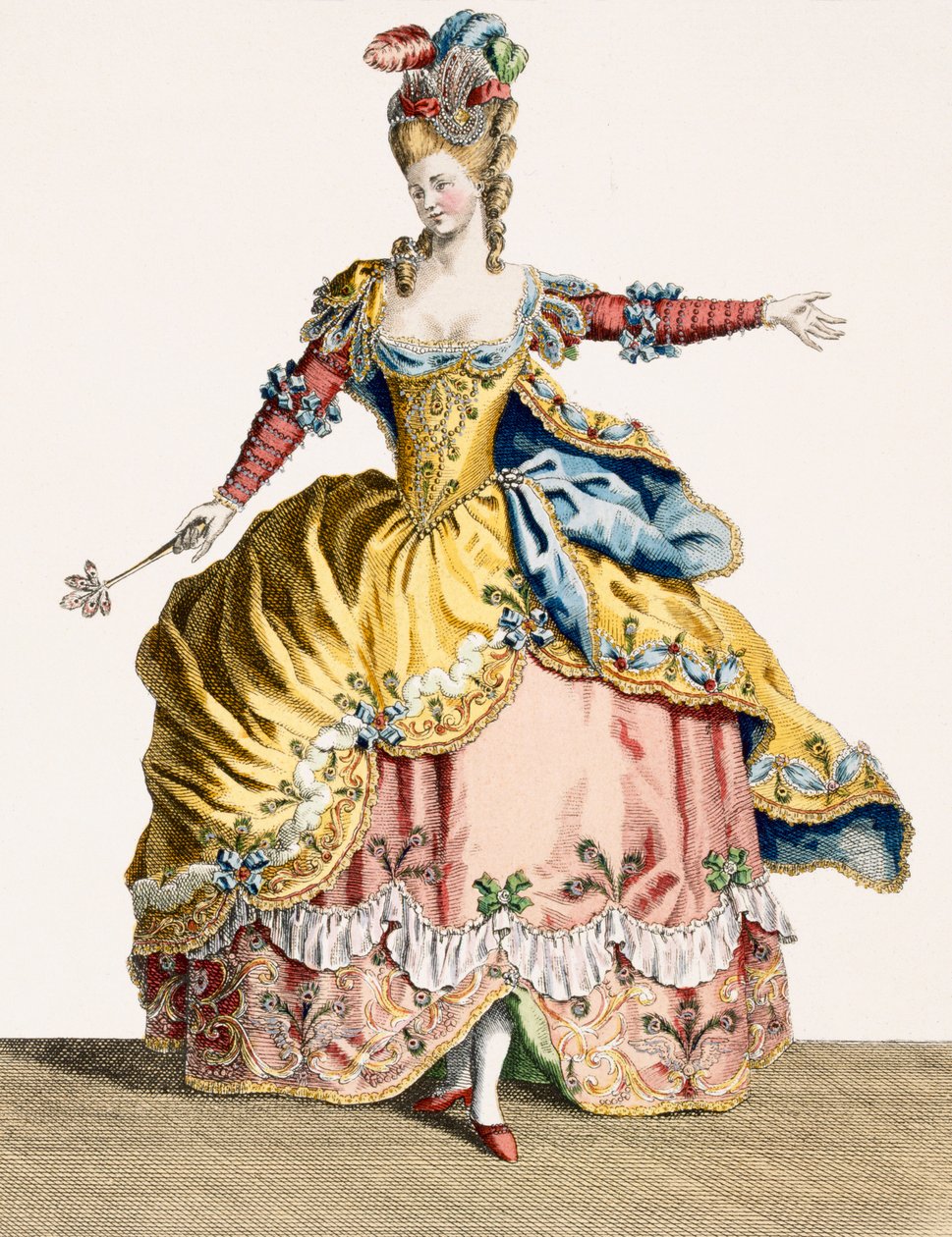 Kostume til Sylfernes Dronning i Elementernes Ballet, indgraveret af Rene Gaillard (ca. 1719-90) ca. 1780 af Jean Baptiste Martin