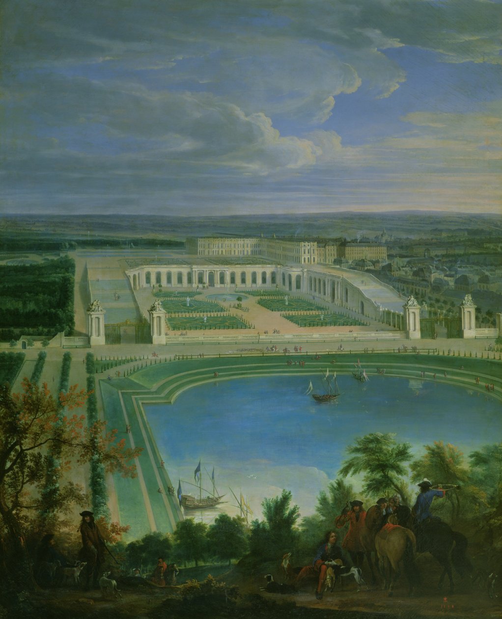 Orangeriet og slottet i Versailles, 1696 af Jean Baptiste Martin
