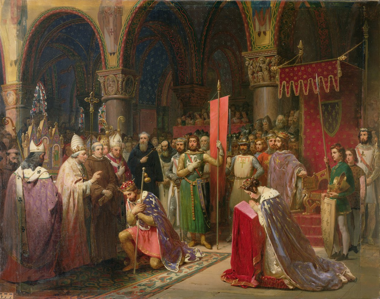 Ludvig VII (ca. 1120-1180) den unge, konge af Frankrig tager banneret i St. Denis i 1147, 1840 af Jean Baptiste Mauzaisse