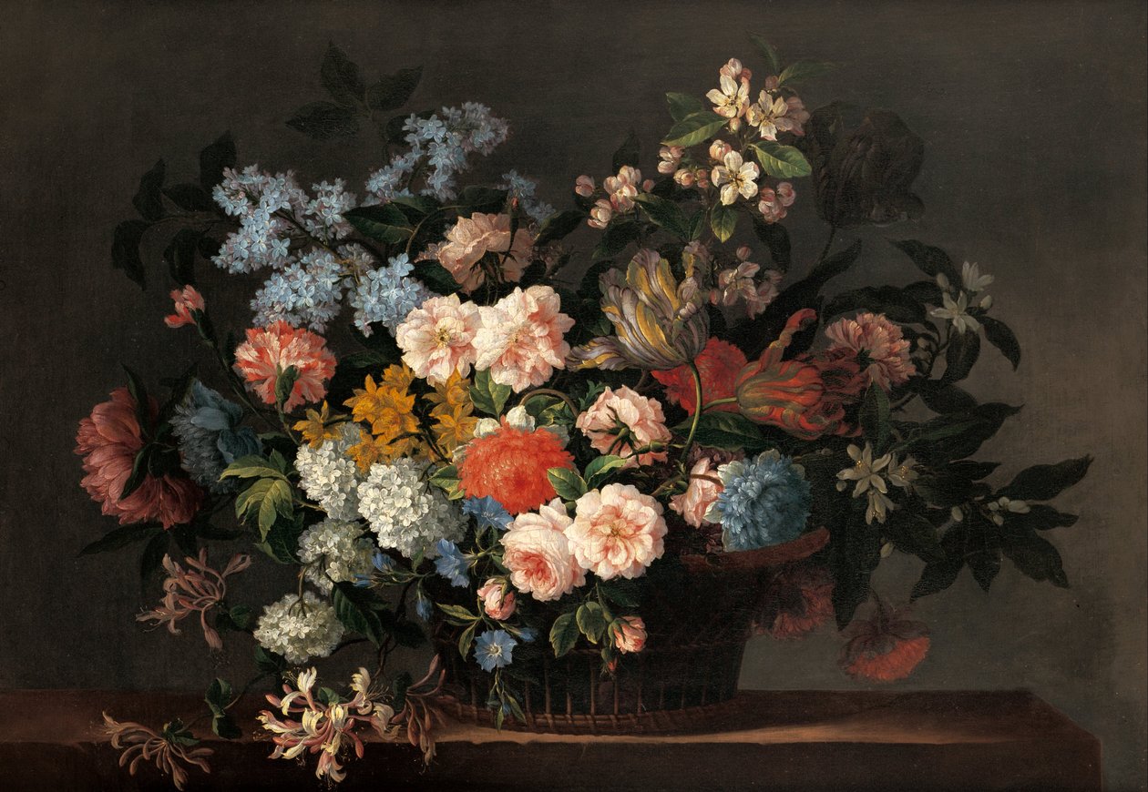 Stilleben med kurv med blomster af Jean Baptiste Monnoyer