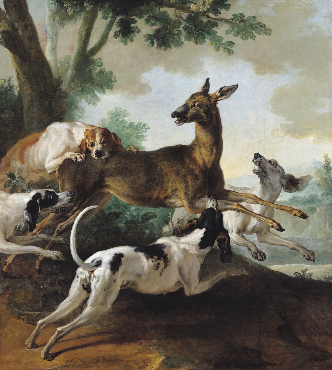 En hjort jaget af hunde, 1725 af Jean Baptiste Oudry