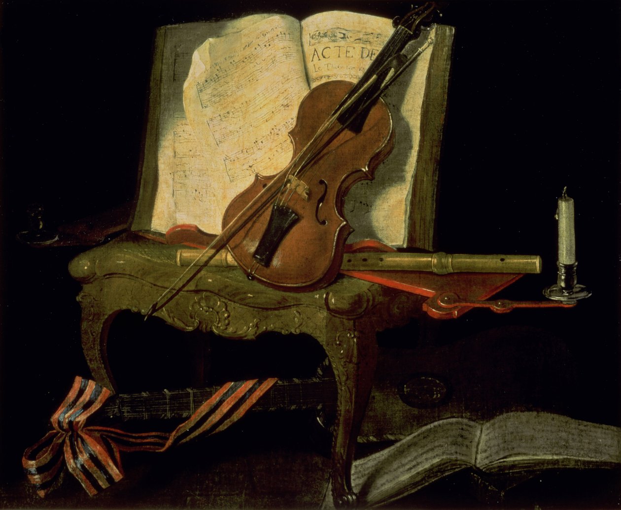 Stilleben med en violin af Jean Baptiste Oudry