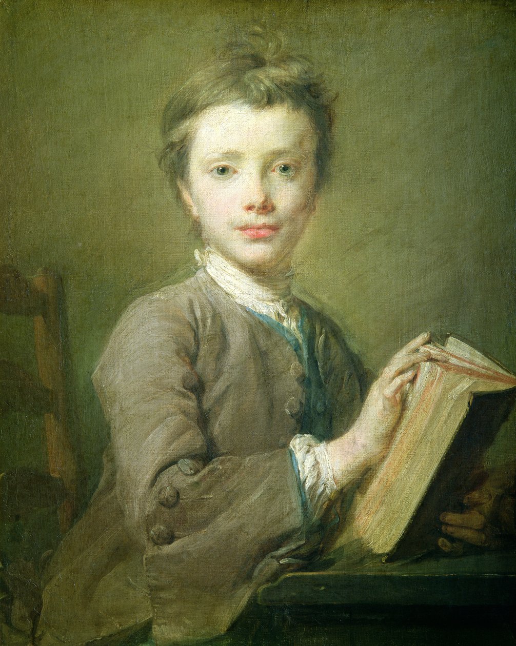 En dreng med en bog, ca. 1740 (pastel på papir) af Jean Baptiste Perronneau