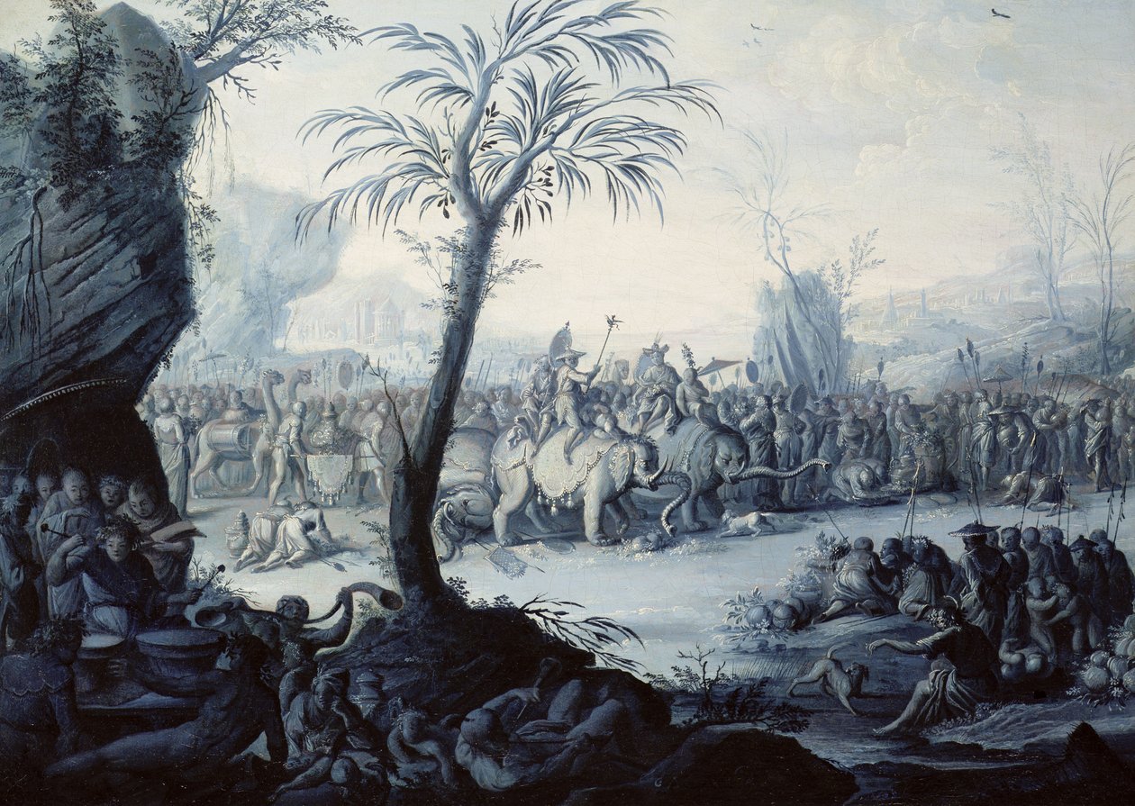Chinoiserie Landskab med figurer og dyr af Jean Baptiste Pillement