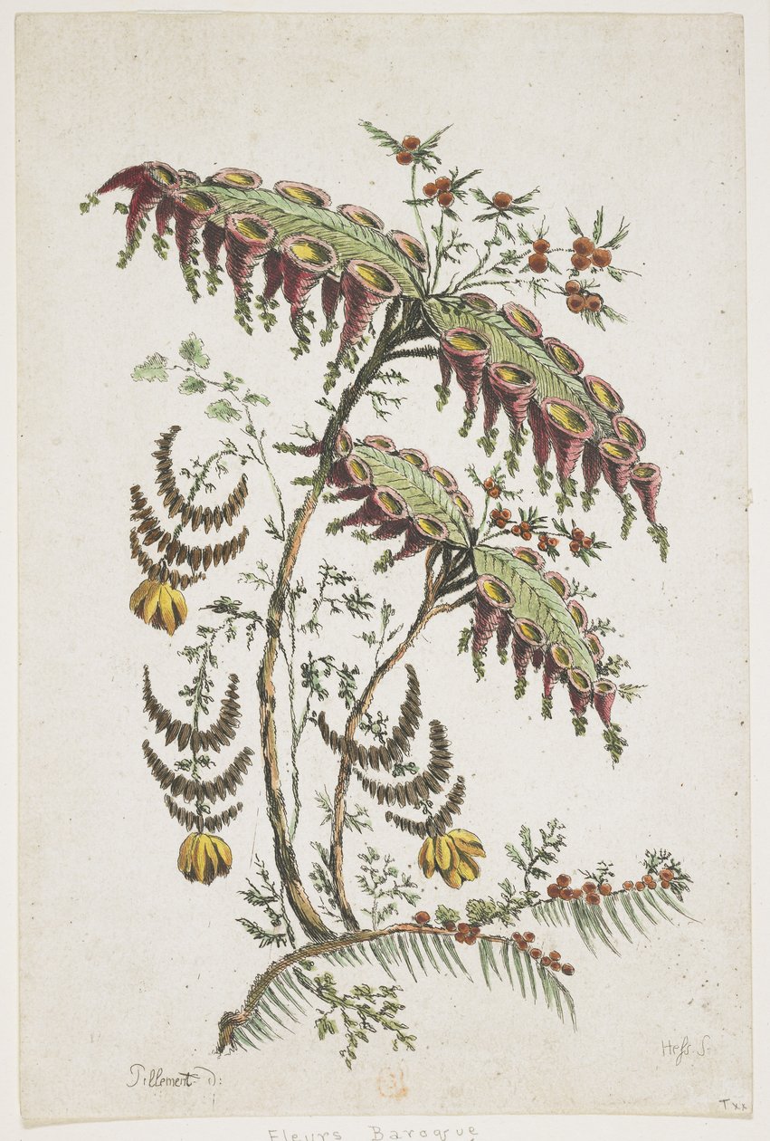 Blomsterplade. Chinoiserie. af Jean Baptiste Pillement