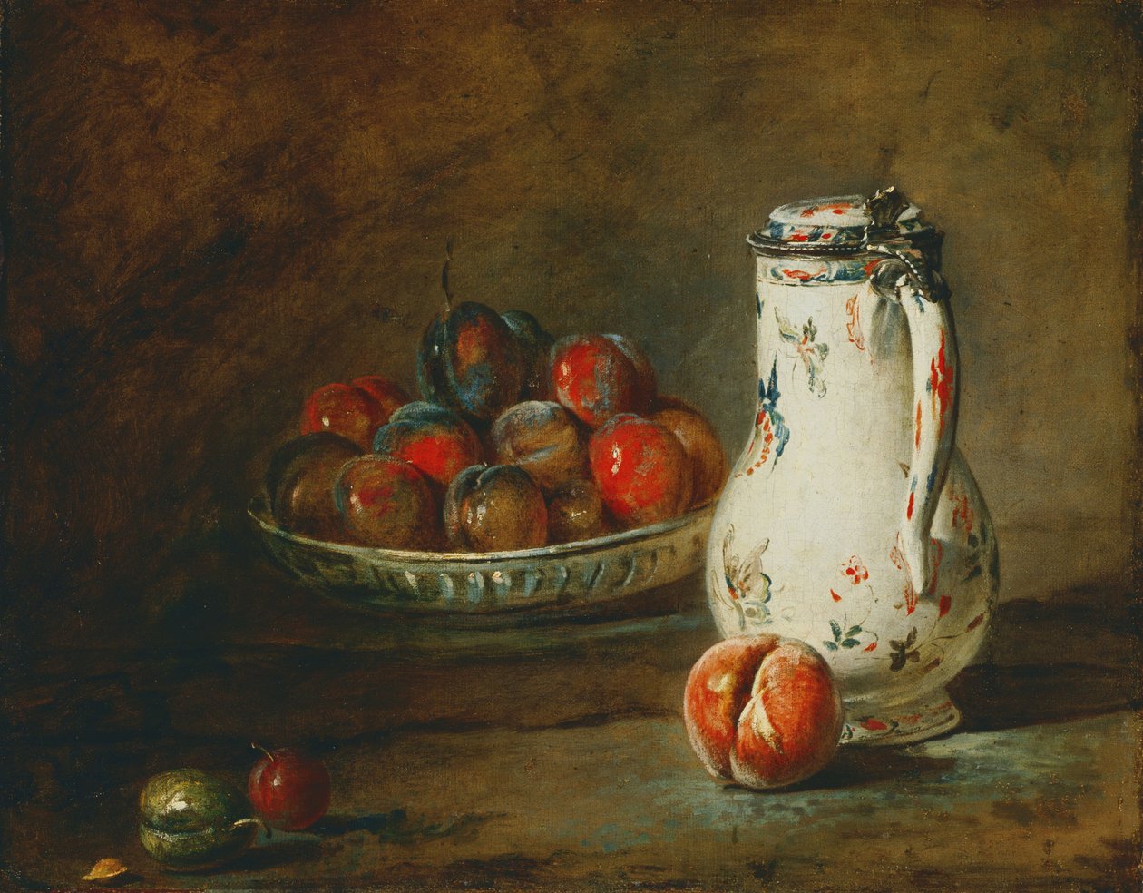 En skål med blommer af Jean Baptiste Simeon Chardin