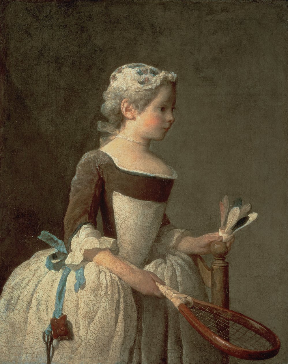 Pige med ketcher og boldspil af Jean Baptiste Simeon Chardin
