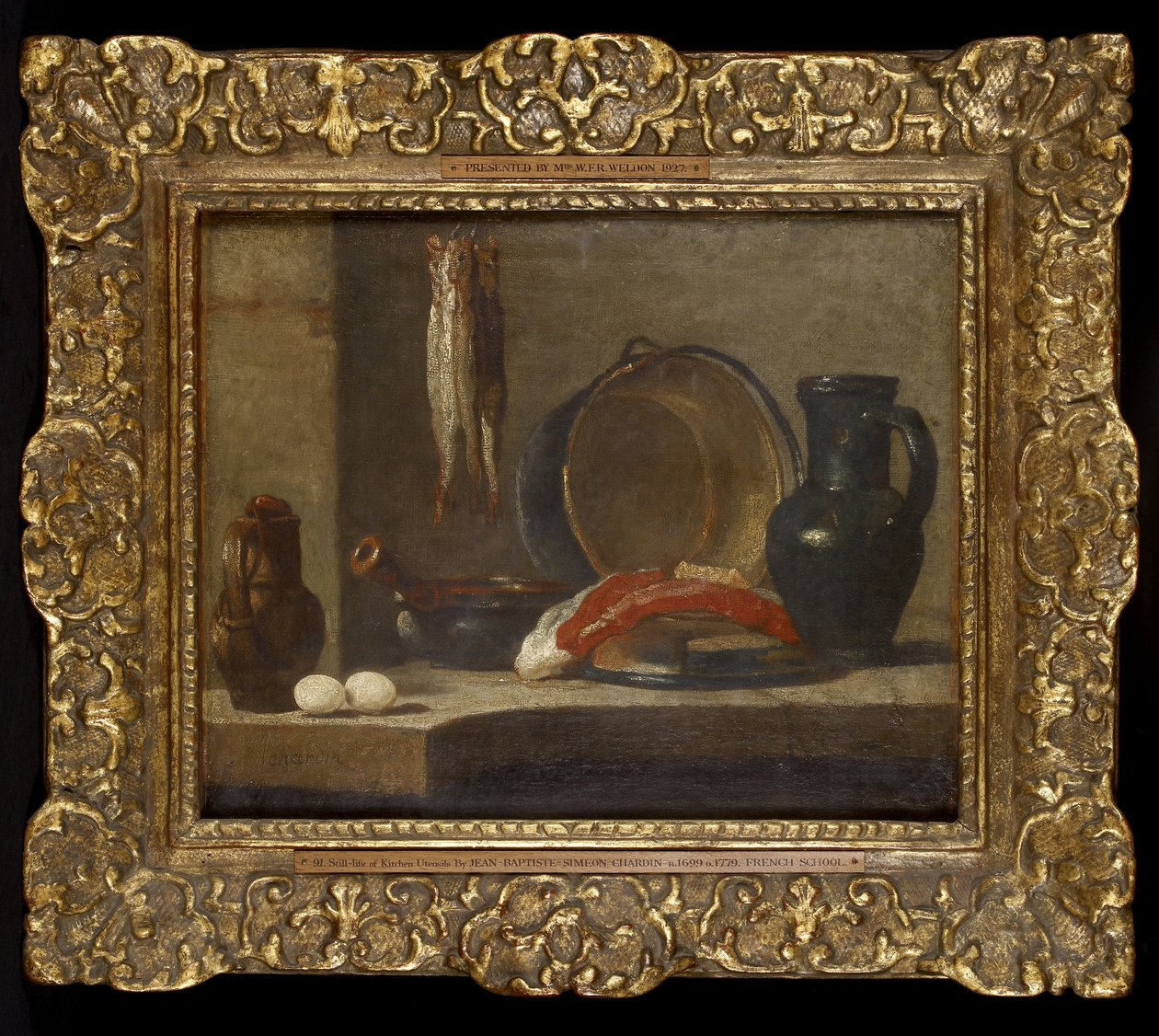 Stilleben med køkkenredskaber, ca.1733-34 af Jean Baptiste Simeon Chardin