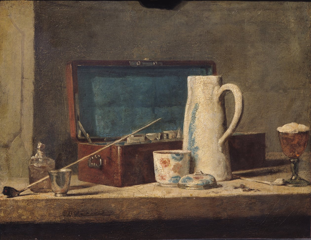 Stilleben af rør og et drikkeglas af Jean Baptiste Simeon Chardin
