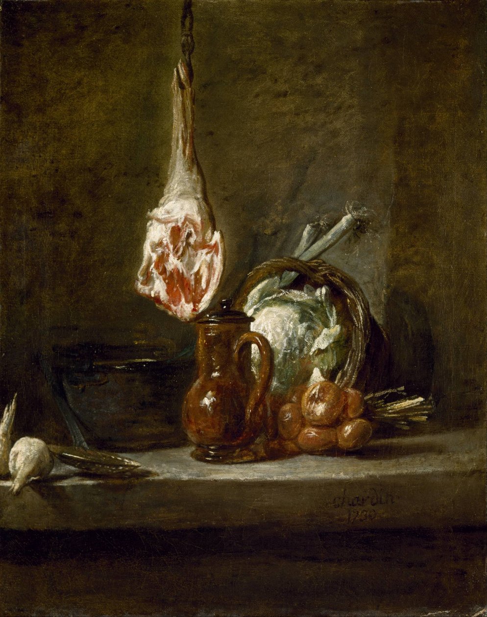 Stilleben med lammelår af Jean Baptiste Simeon Chardin