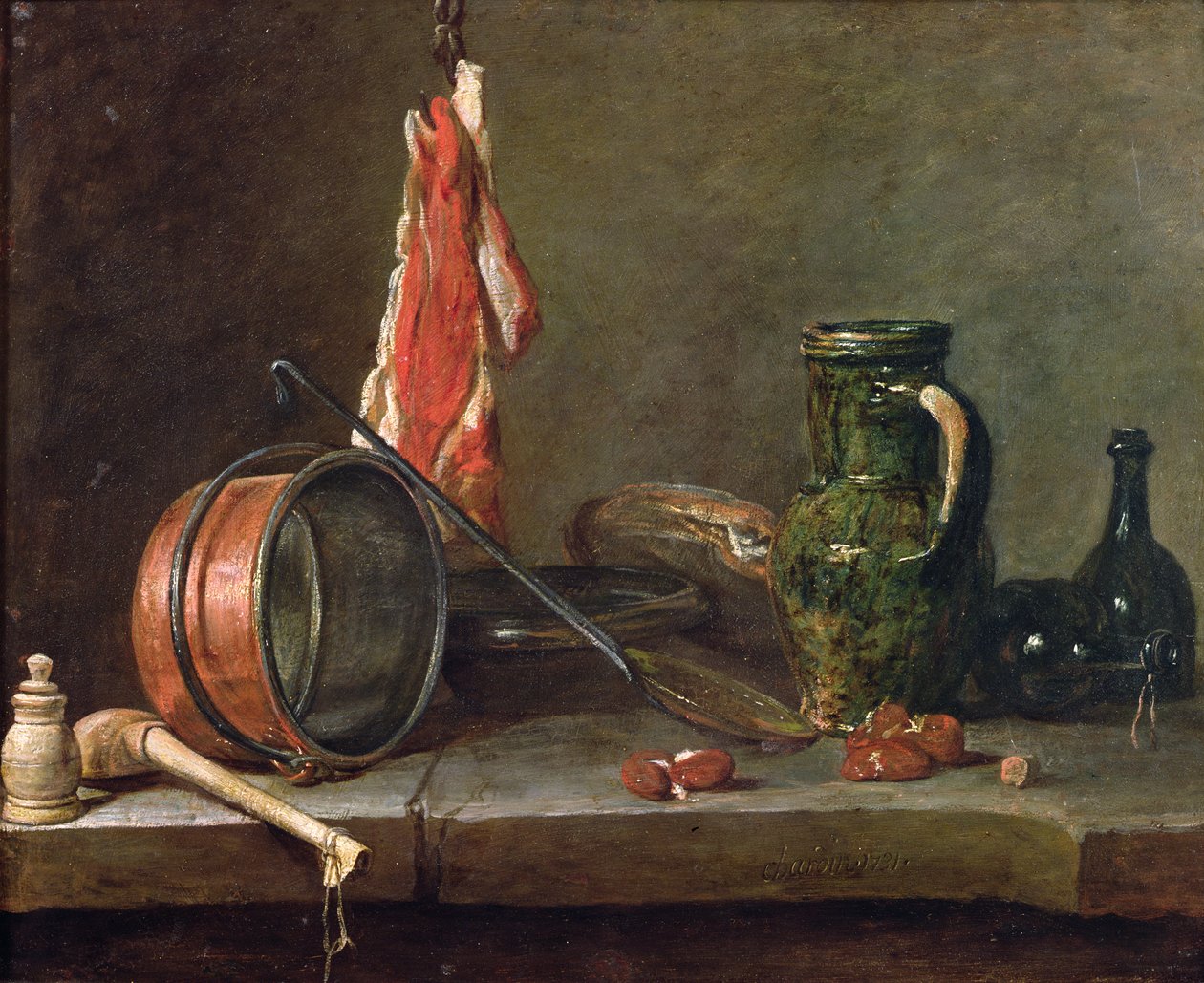 Stilleben: Festdagsmenu, 1731 (olie på kobber) af Jean Baptiste Simeon Chardin