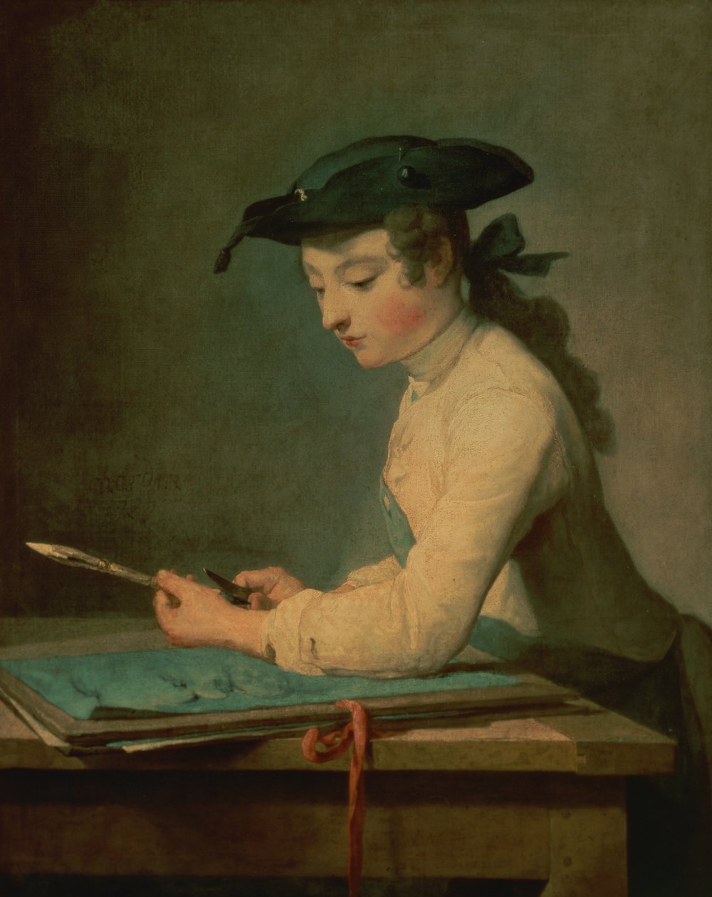 Den unge Tegner, 1737 af Jean Baptiste Simeon Chardin