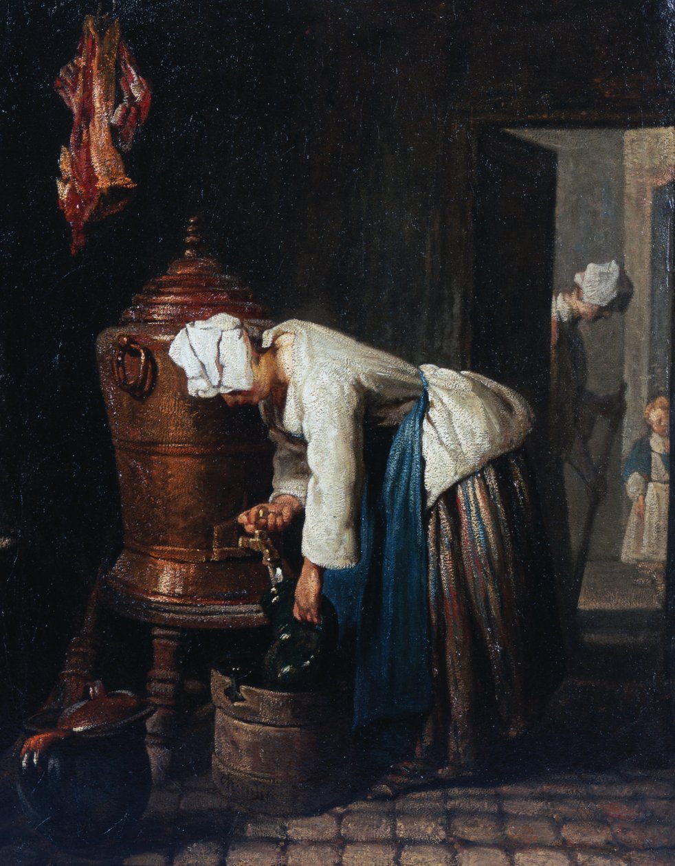 Kvinde, der tapper vand i cisternen af Jean Baptiste Simeon Chardin