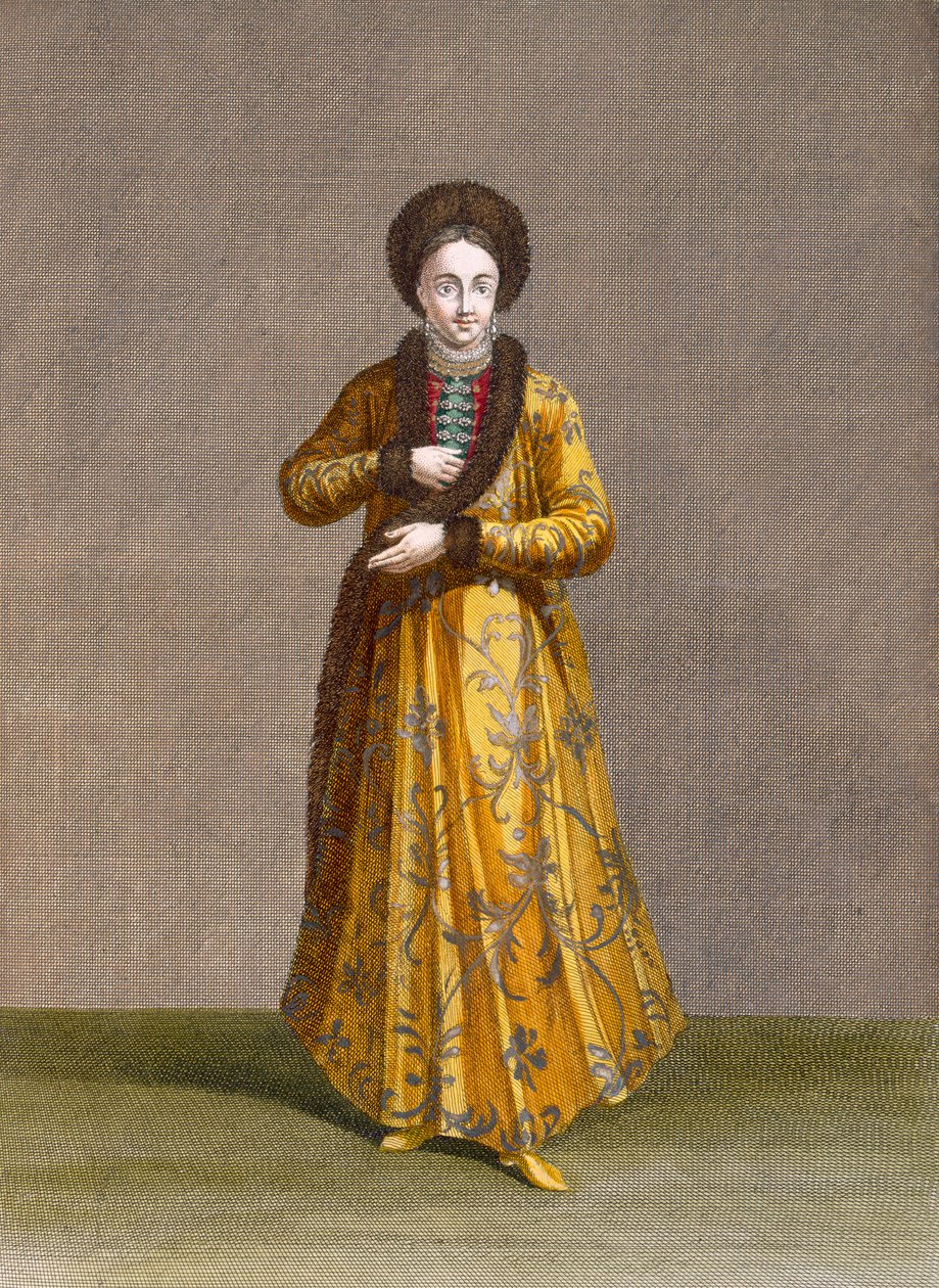 Prinsesse af Valakiet, planche 79 fra "Collection of One Hundred Prints Representing the Different Nations of the Levant" af Charles de Ferriol, graveret af Pierre Rochefort (ca. 1673-1728), 1707-08 (kol. af Jean Baptiste Vanmour