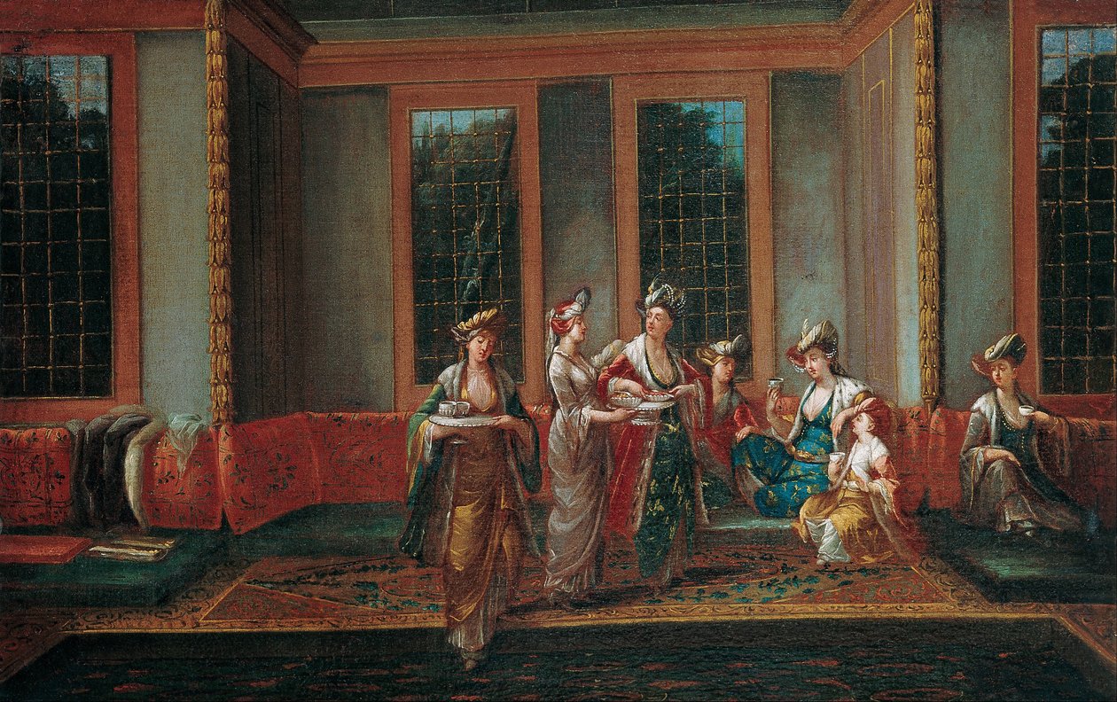 Kvinder, der drikker kaffe af Jean Baptiste Vanmour