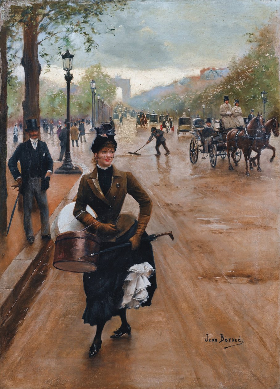 Milliner på Champs Elysees af Jean Beraud