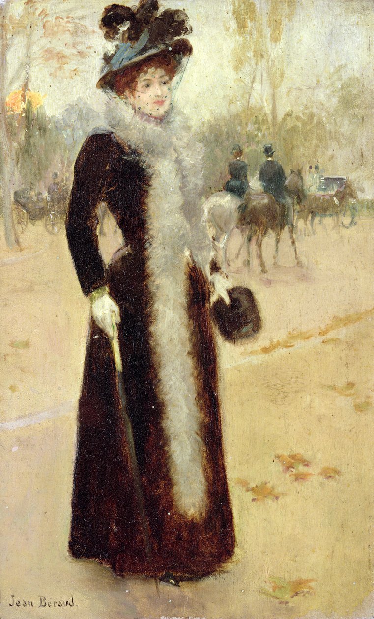 En parisisk kvinde i Bois de Boulogne, ca.1899 af Jean Beraud