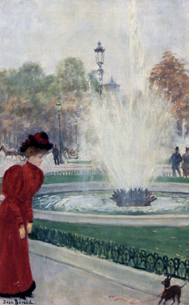 Parisienne i Rond-Point Des Champs-Elysees af Jean Beraud