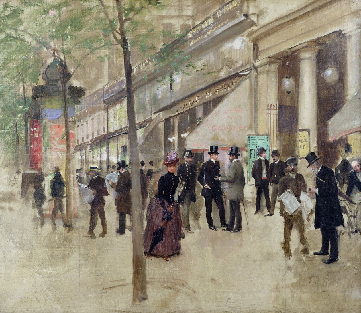Boulevard Montmartre og Theatre des Varietes, ca.1886 af Jean Beraud