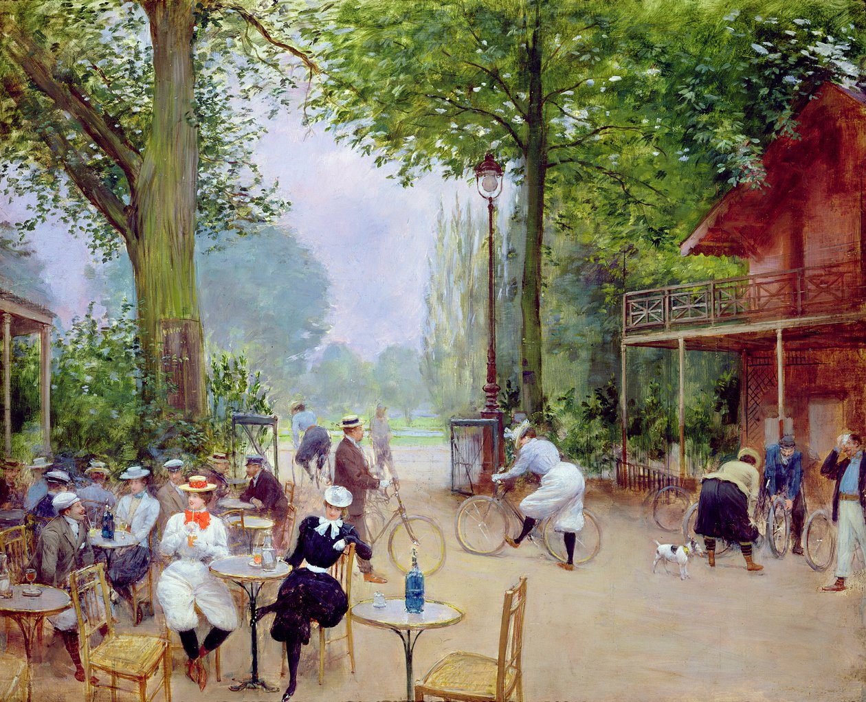 Chalet du Cycle i Bois de Boulogne, ca. 1900 af Jean Beraud