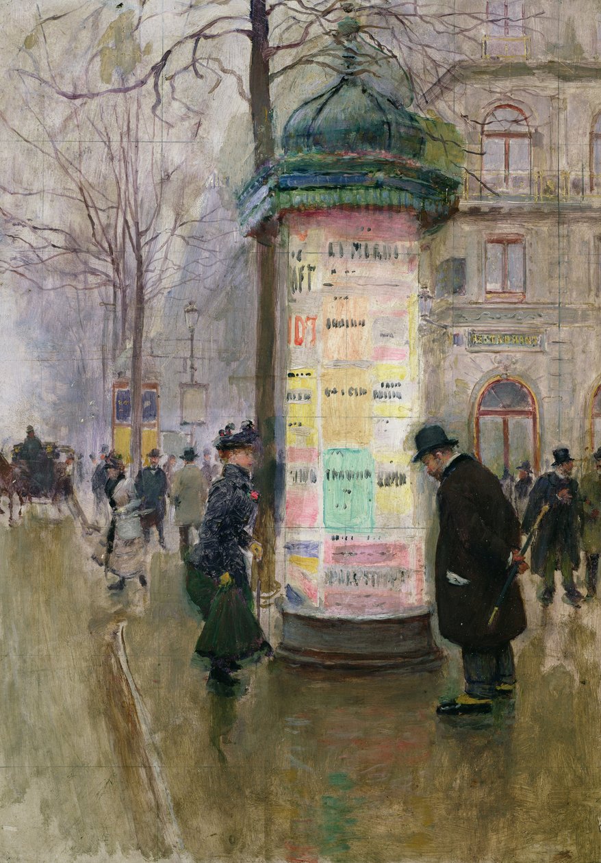 Colonne Morris, ca. 1885 af Jean Beraud