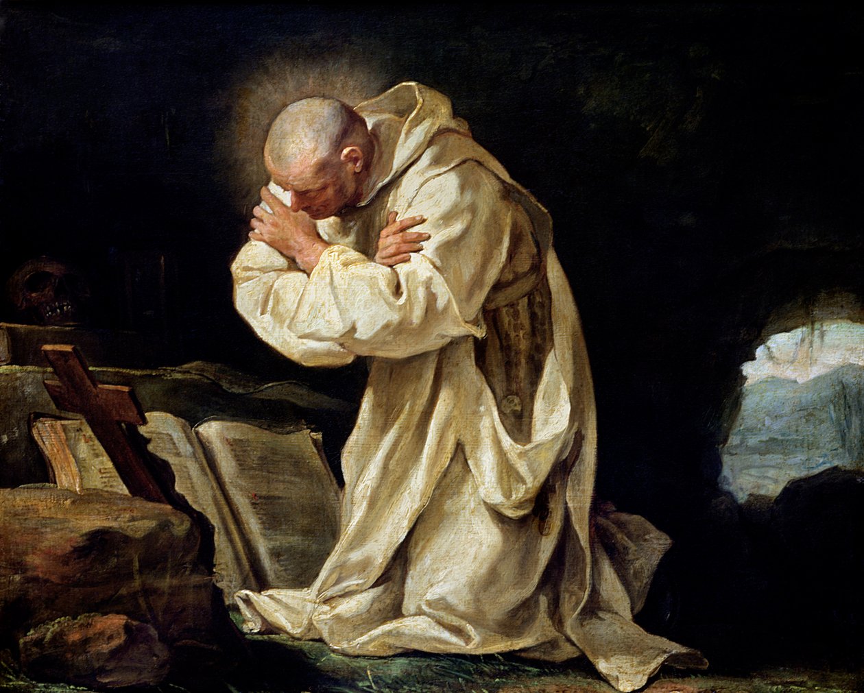 St. Bruno (1030-1101) Praying in the Desert, 1763 af Jean Bernard Restout
