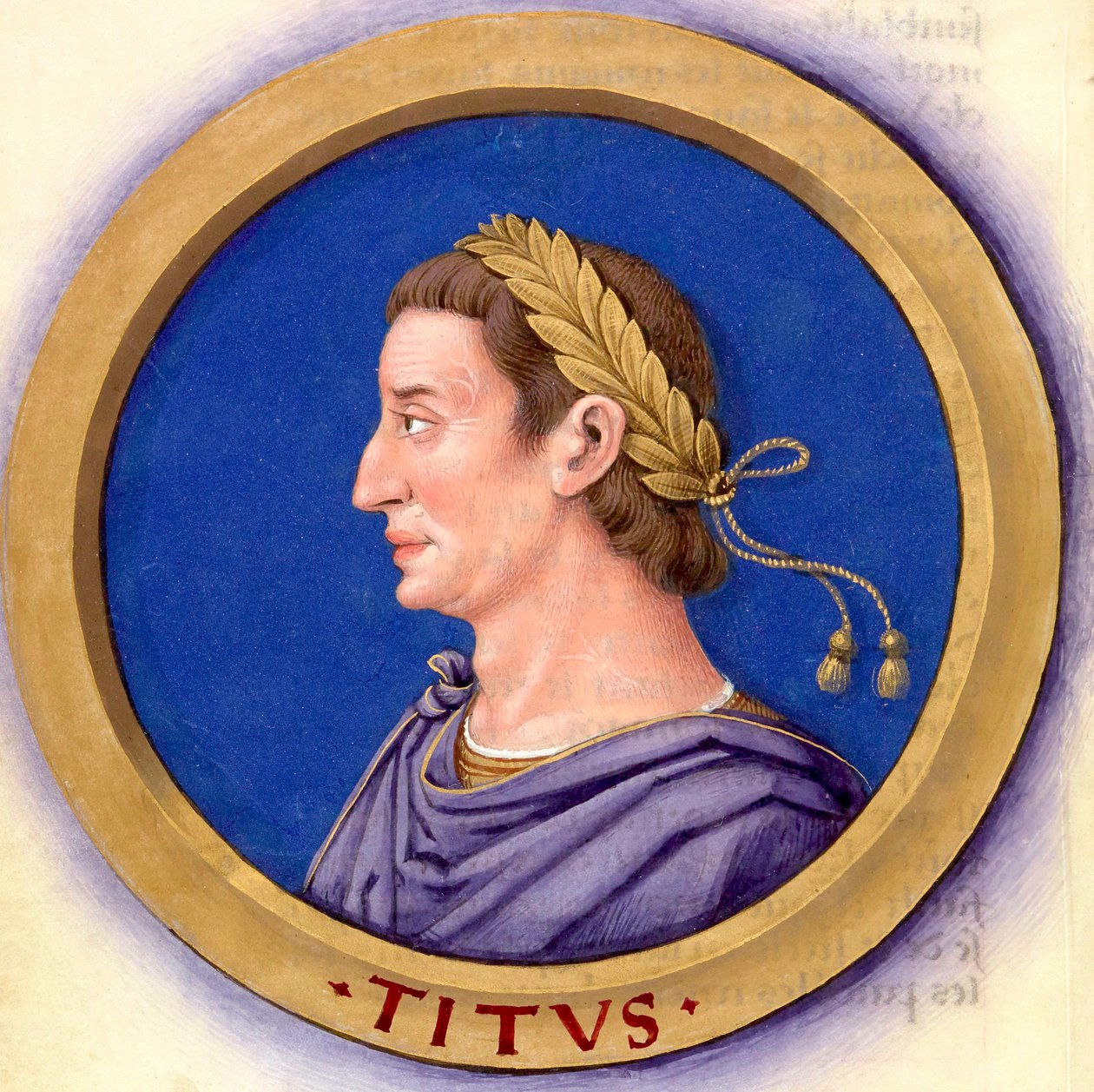 Beskrivelse af de tolv kejsere med deres figurer 11-Titus af Jean Bourdichon