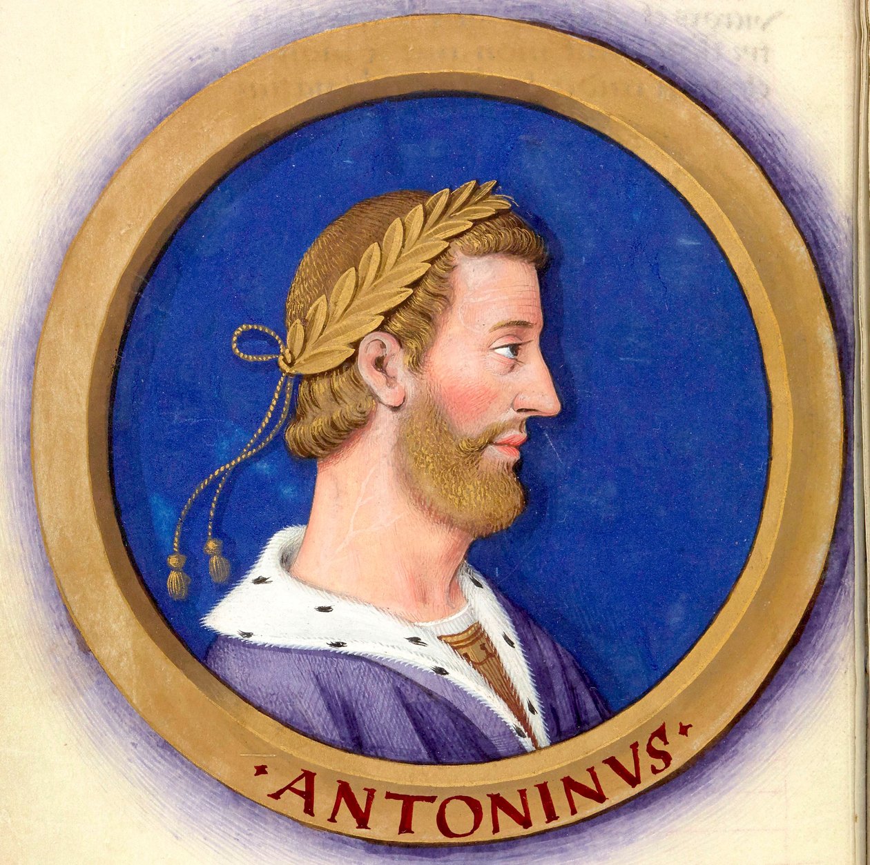 Beskrivelse af de tolv kejsere med deres figurer 16-Antoninus le Pieux af Jean Bourdichon