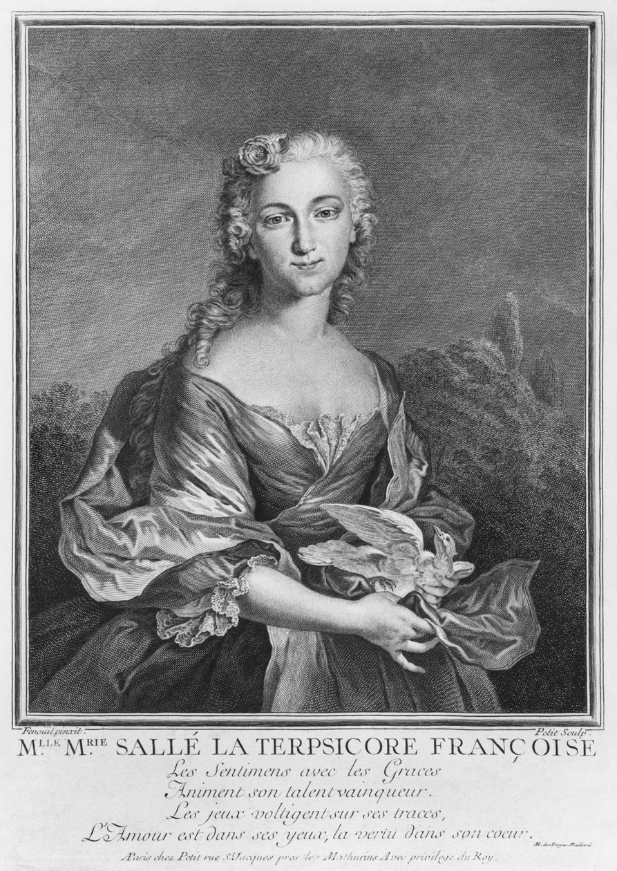 Mademoiselle Marie Salle som den franske Terpsichore, indgraveret af Petit (se også 414545) af Jean Cesar Fenouil