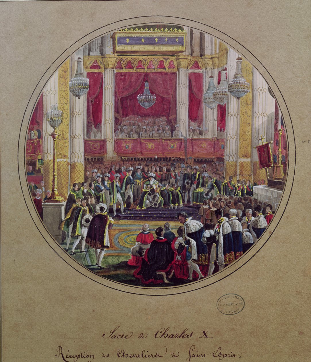 Kong Charles X (1757-1836) modtog ridderne af Saint Esprit i Reims katedral den 30. maj 1825 af Jean Charles Develly