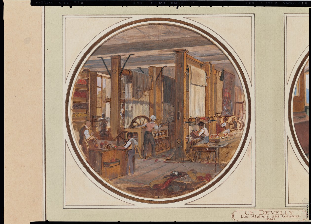 The Gobelins Workshop, 1840 (se også 27889) af Jean Charles Develly