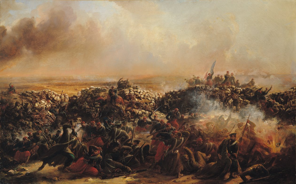 Slaget ved Sebastopol, den centrale del af triptykonen, efter 1855 (se også 70336 og 70338) af Jean Charles Langlois