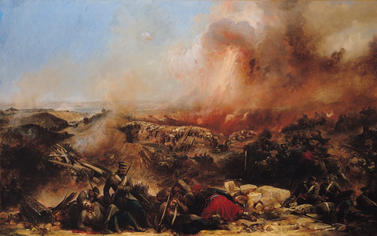 Slaget ved Sebastopol, venstre del af triptykon, efter 1855 (se også 70336 og 70337) af Jean Charles Langlois