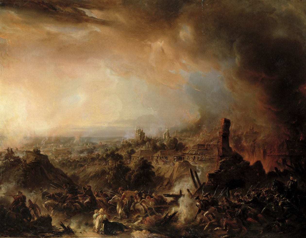 Afbrændingen af Moskva i 1812, 1854 af Jean Charles Langlois