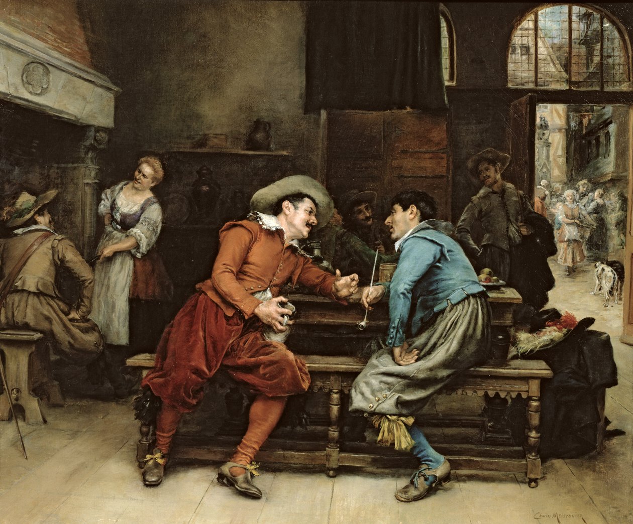 To mænd taler i et værtshus af Jean Louis Ernest Meissonier